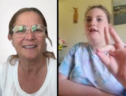 Taylor Krens pairs up with. founder Kim Nussbaum to learn ASL